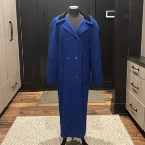 💙 Vintage Spiegel Royal Blue Long Wool Coat – Stunning Statement Piece 💙